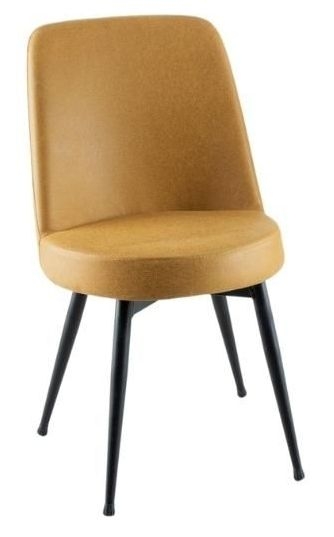 Clearance Dover Mustard Dining Chair Velvet Fabric Upholstered With Black Metal Legs