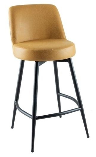 Clearance Dover Mustard Velvet Barstool With Backrest