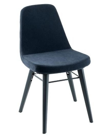 Clearance Gabi Blue Dining Chair Velvet Fabric Upholstered With Black Metal Legs