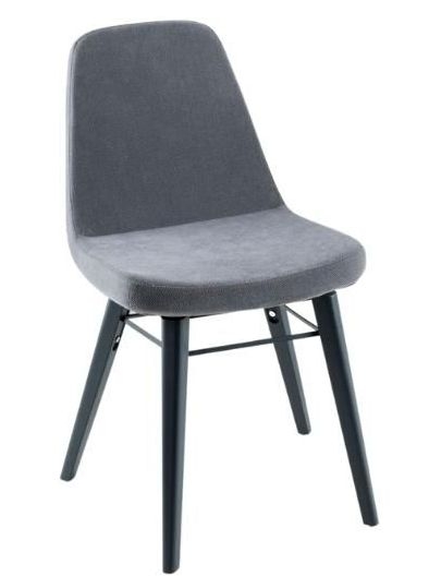 Clearance Gabi Grey Dining Chair Velvet Fabric Upholstered With Black Metal Legs