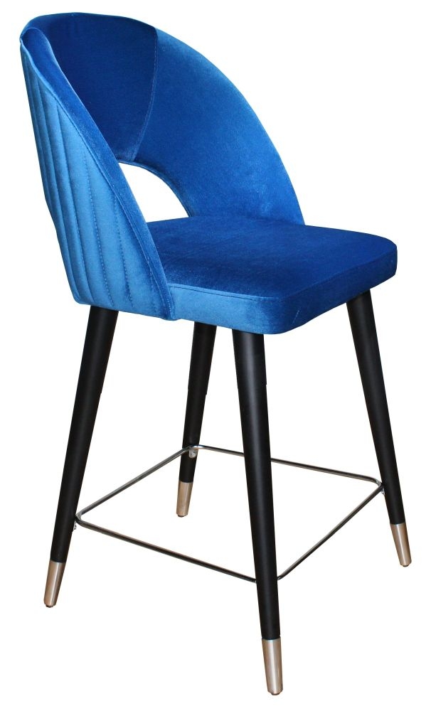 Clearance Rossini Blue Fabric Barstool With Silver Tip