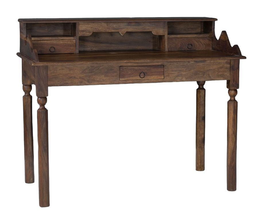 Clearance Ganga Sheesham Writing Desk Indian Wood 115cm 3 Drawers