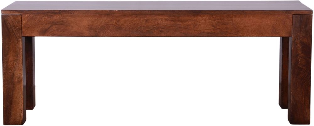 Clearance Dakota Mango Wood Large Dining Bench Indian Dark Walnut Rustic Finish