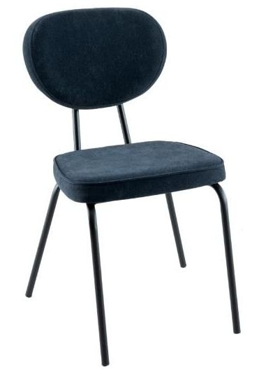 Clearance Solomon Blue Fabric Dining Chair With Black Legs