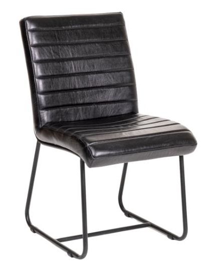Cooper Black Dining Side Chair Genuine Real Buffalo Leather