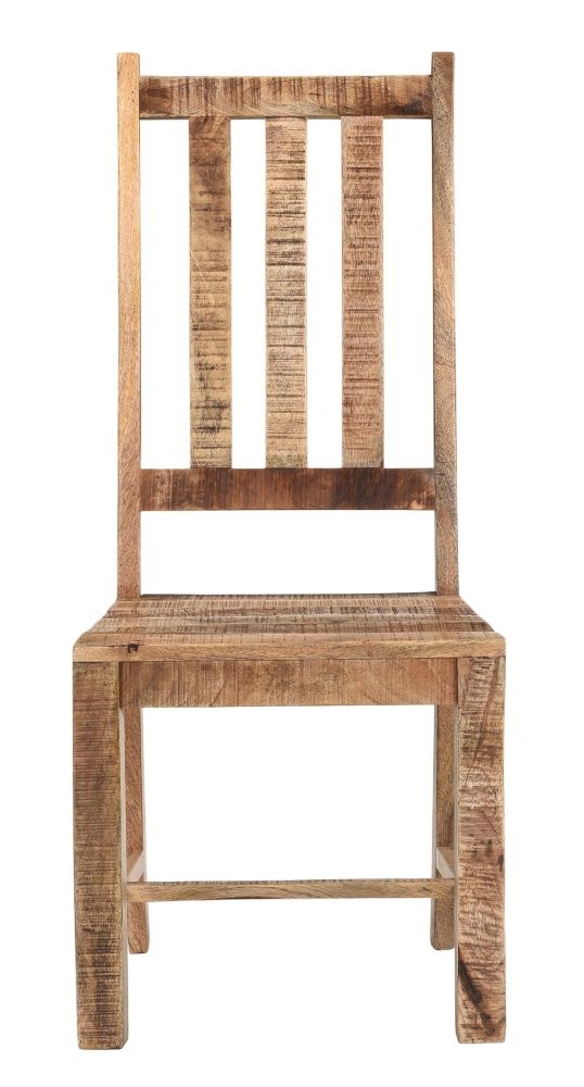 Dakota Mango Wood Dining Chair Slatted Back Indian Light Natural Rustic Finish