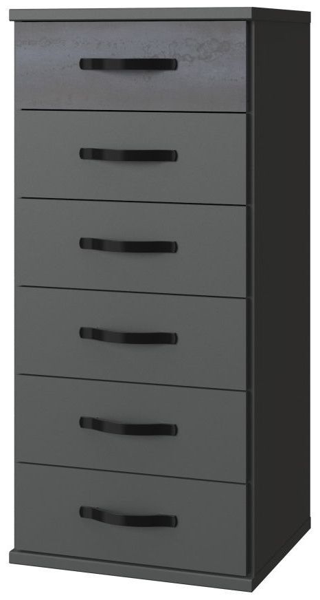 In Stock Duo2 6 Drawer Narrow Chest German Made Graphite Bedroom Furniture