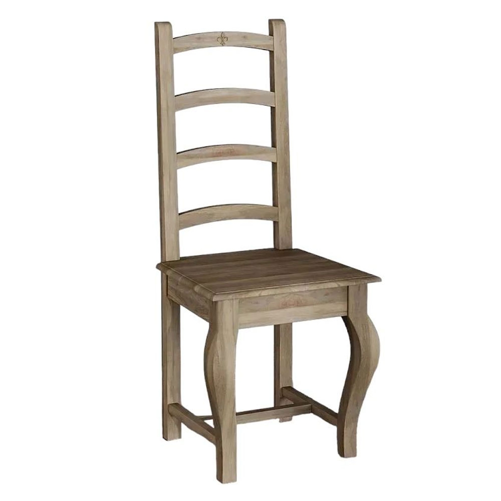 Fleur French Style Washed Grey Ladder Back Dining Chair Made In Solid Rustic Mango Wood