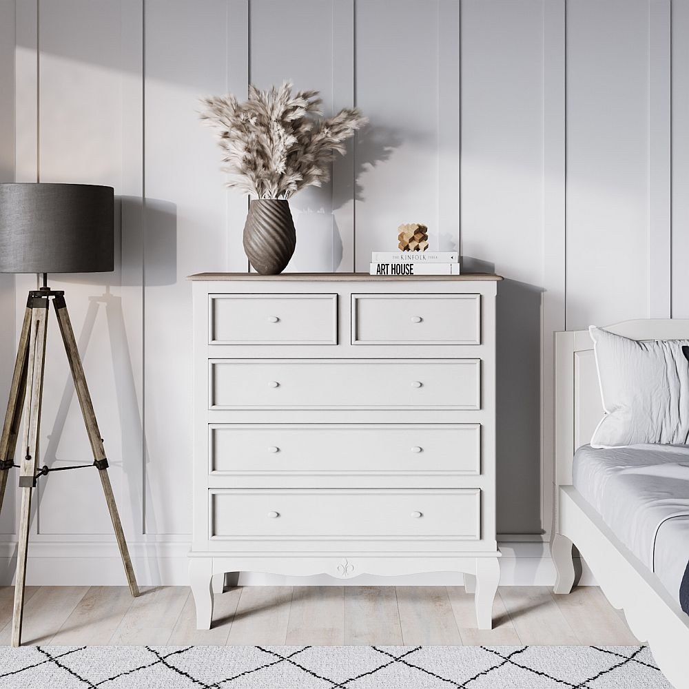 Fleur French Style White Shabby Chic 2 3 Drawer Chest Made In Solid Mango Wood