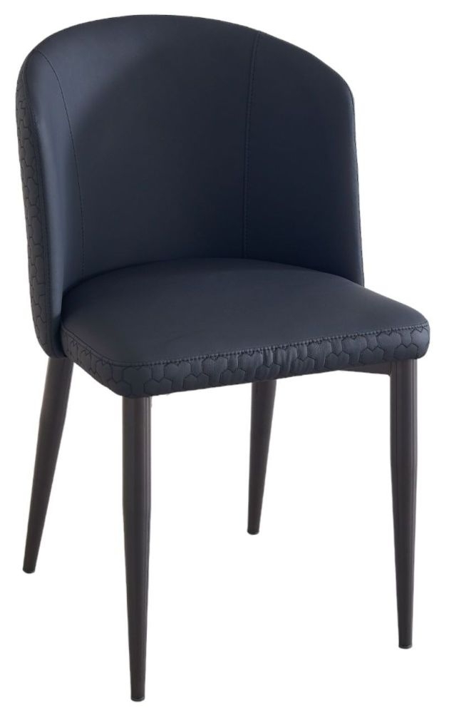 Deco Black Faux Leather High Back Dining Chair With Black Legs