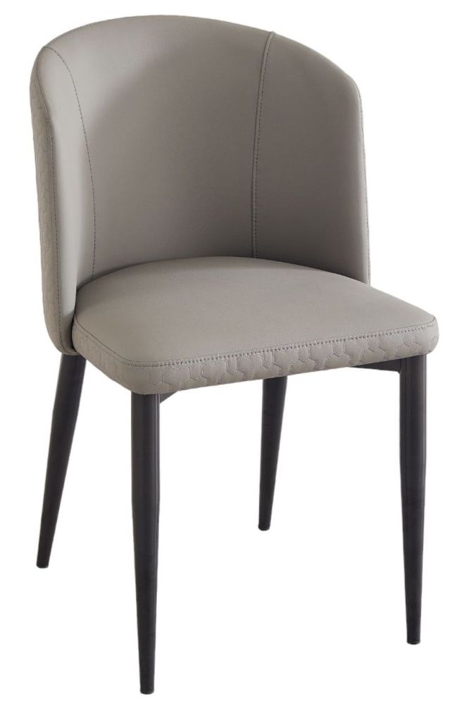 Deco Grey Faux Leather High Back Dining Chair With Black Legs