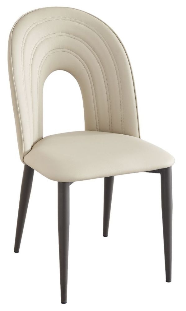 Echo Cream Faux Leather High Back Dining Chair With Black Legs