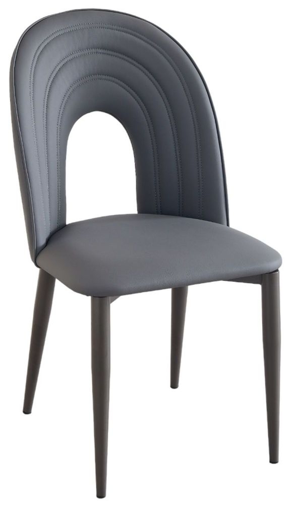 Echo Dark Grey Faux Leather High Back Dining Chair With Black Legs