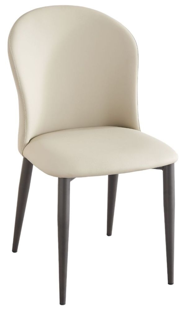 Nancy Cream Faux Leather High Back Dining Chair With Black Legs