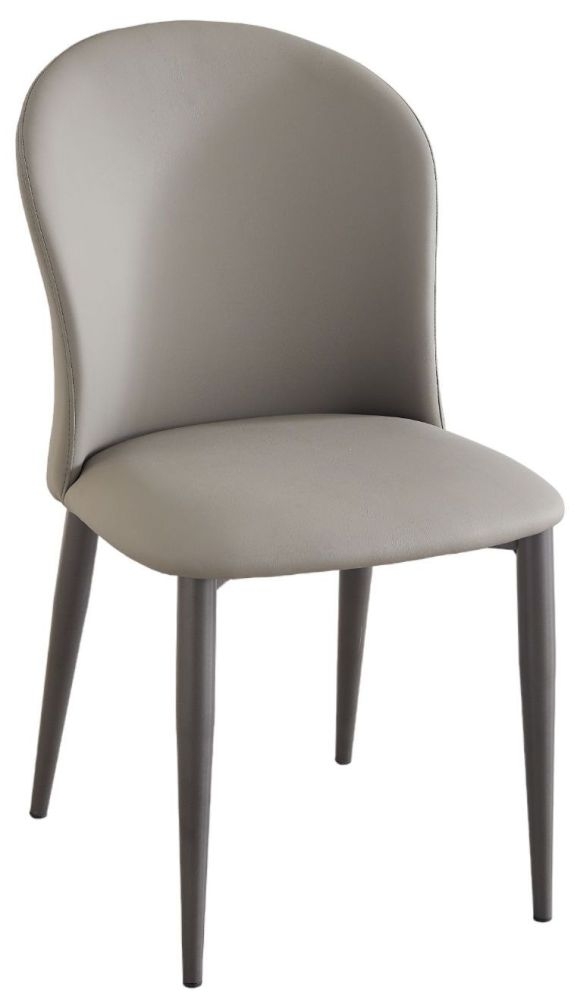 Nancy Grey Faux Leather High Back Dining Chair With Black Legs