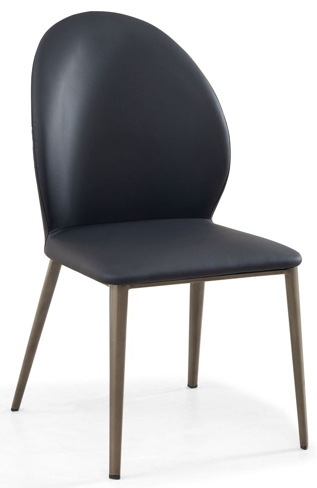 Astrid Black Dining Chair Faux Leather With Black Legs