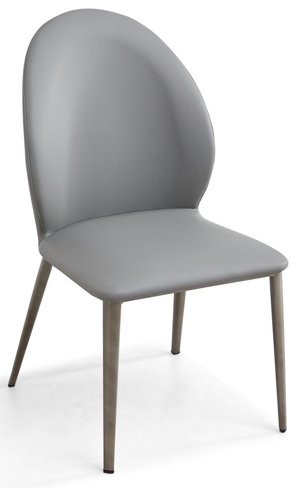 Astrid Grey Dining Chair Faux Leather With Black Legs