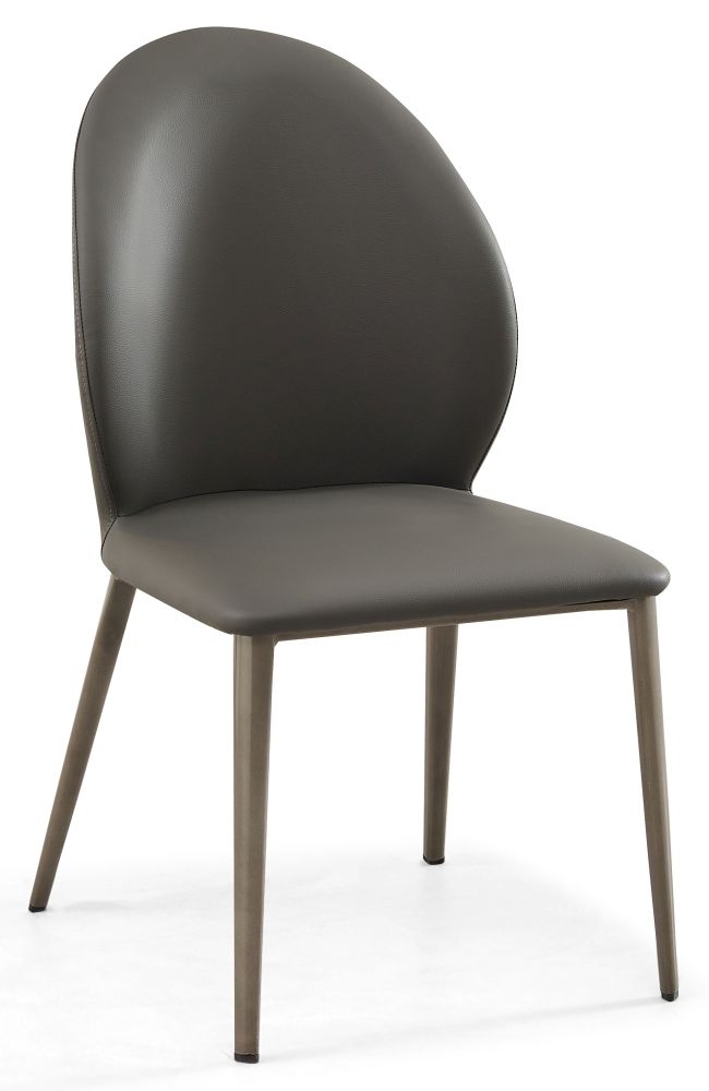 Astrid Dark Grey Dining Chair Faux Leather With Black Legs