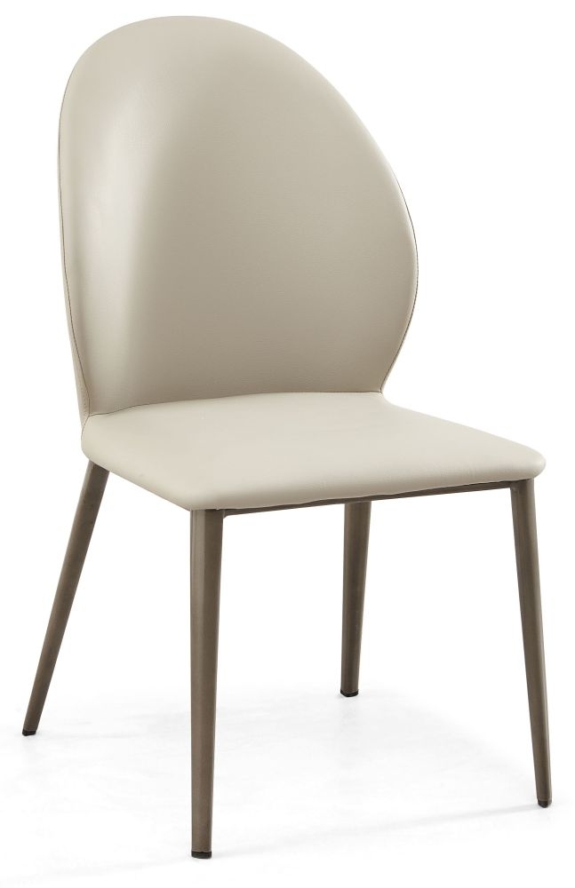 Astrid Taupe Dining Chair Faux Leather With Black Legs