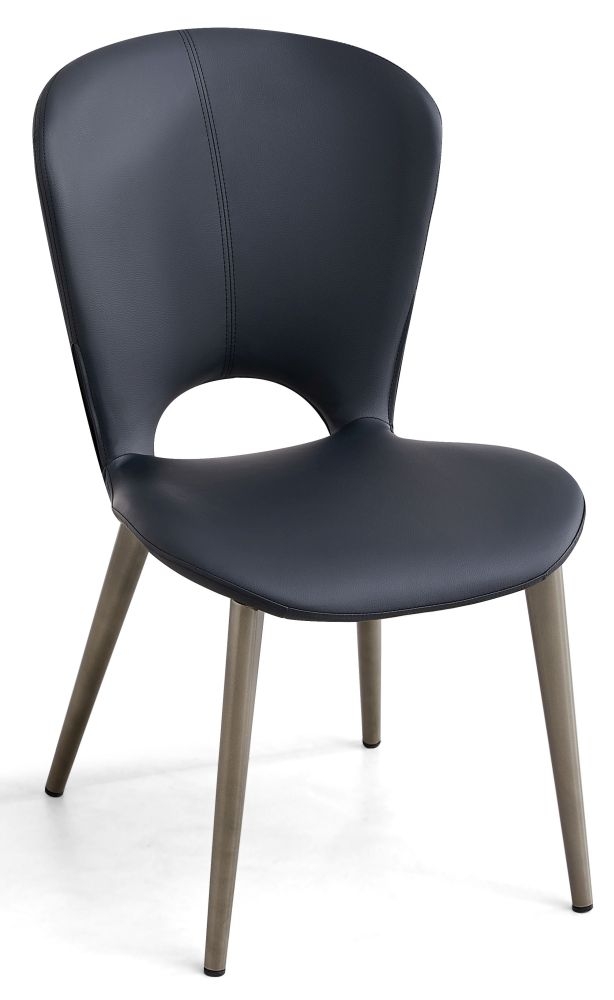 Clooney Black Dining Chair Faux Leather With Black Legs