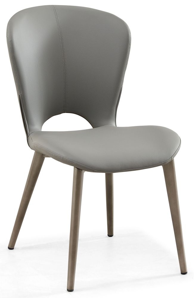Clooney Grey Dining Chair Faux Leather With Black Legs