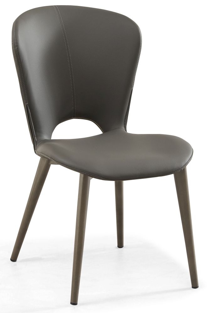 Clooney Dark Grey Dining Chair Faux Leather With Black Legs