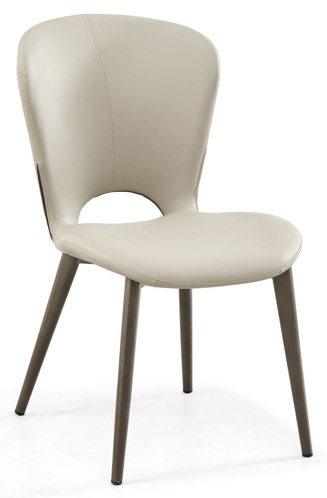 Clooney Taupe Dining Chair Faux Leather With Black Legs