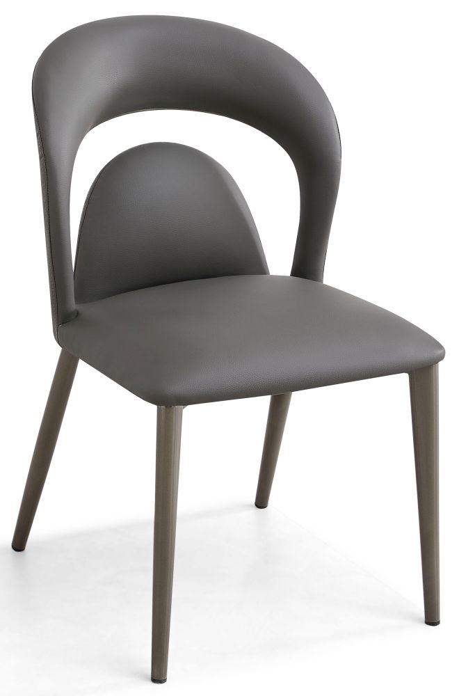 Dixie Dark Grey Dining Chair Faux Leather With Black Legs