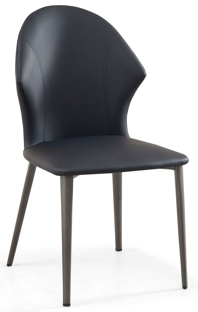Elaine Black Dining Chair Faux Leather With Black Legs