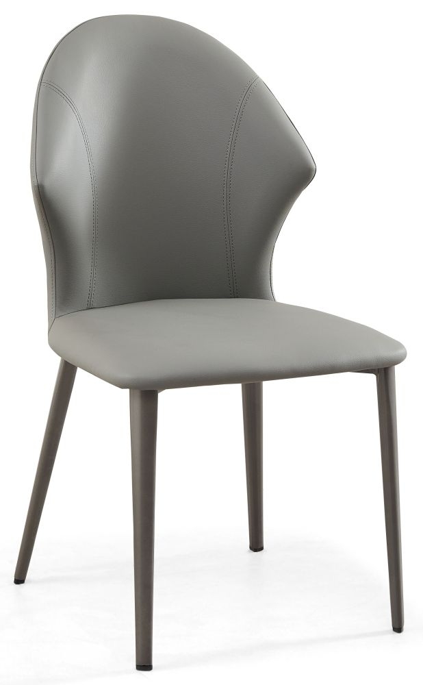 Elaine Grey Dining Chair Faux Leather With Black Legs