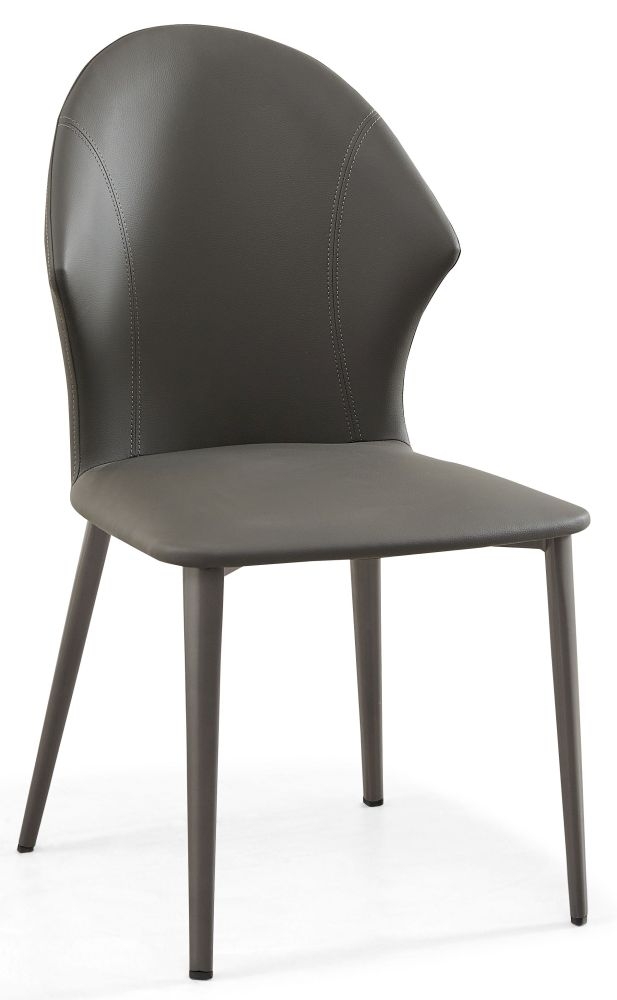 Elaine Dark Grey Dining Chair Faux Leather With Black Legs