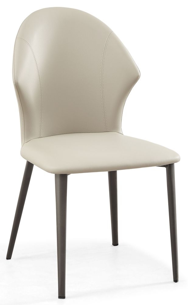 Elaine Taupe Dining Chair Faux Leather With Black Legs