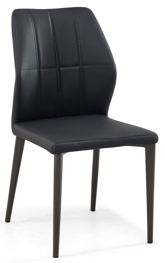 Harrow Black Dining Chair Faux Leather With Black Legs
