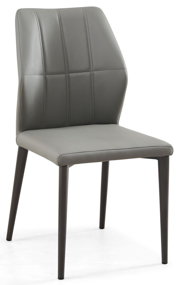 Harrow Grey Dining Chair Faux Leather With Black Legs