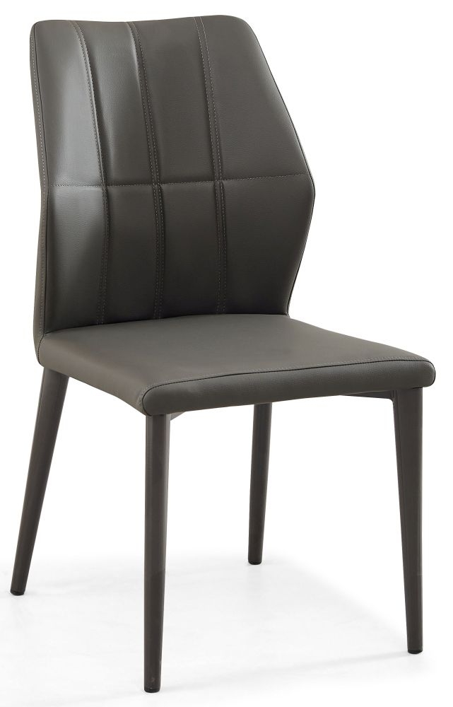 Harrow Dark Grey Dining Chair Faux Leather With Black Legs