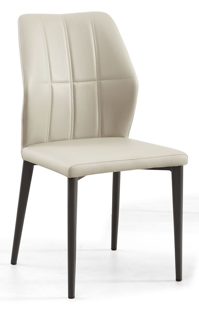 Harrow Taupe Dining Chair Faux Leather With Black Legs