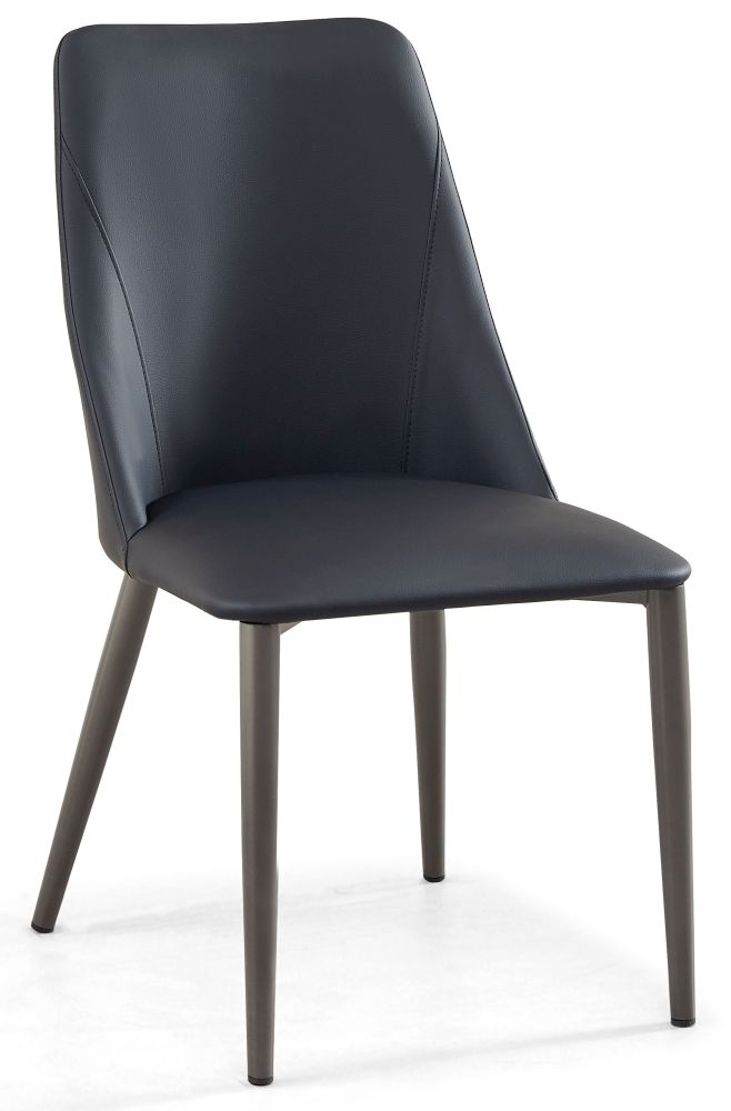 Rosie Black Dining Chair Faux Leather With Black Legs