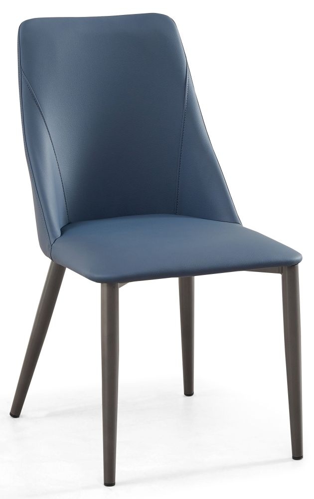 Rosie Blue Dining Chair Faux Leather With Black Legs