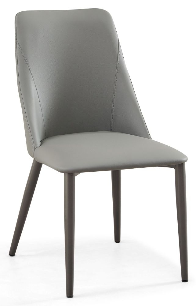 Rosie Grey Dining Chair Faux Leather With Black Legs