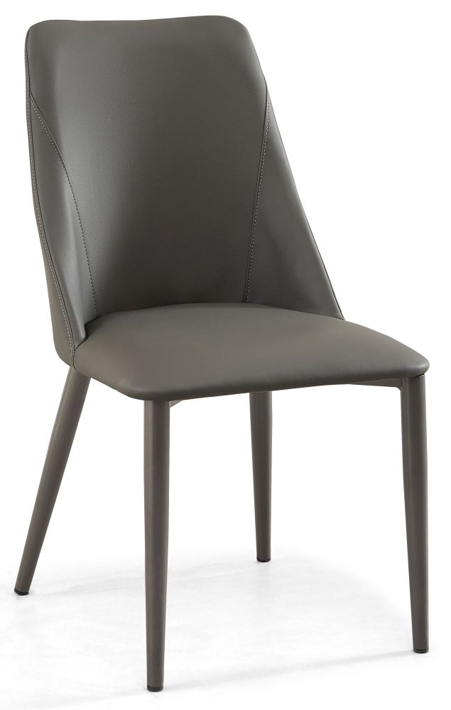 Rosie Dark Grey Dining Chair Faux Leather With Black Legs