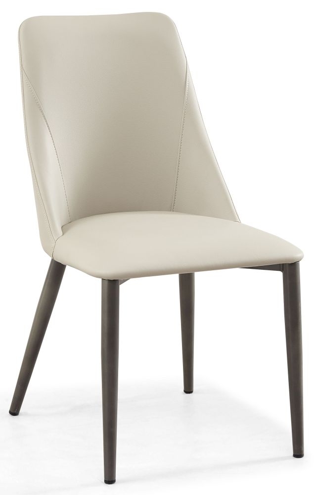 Rosie Taupe Dining Chair Faux Leather With Black Legs