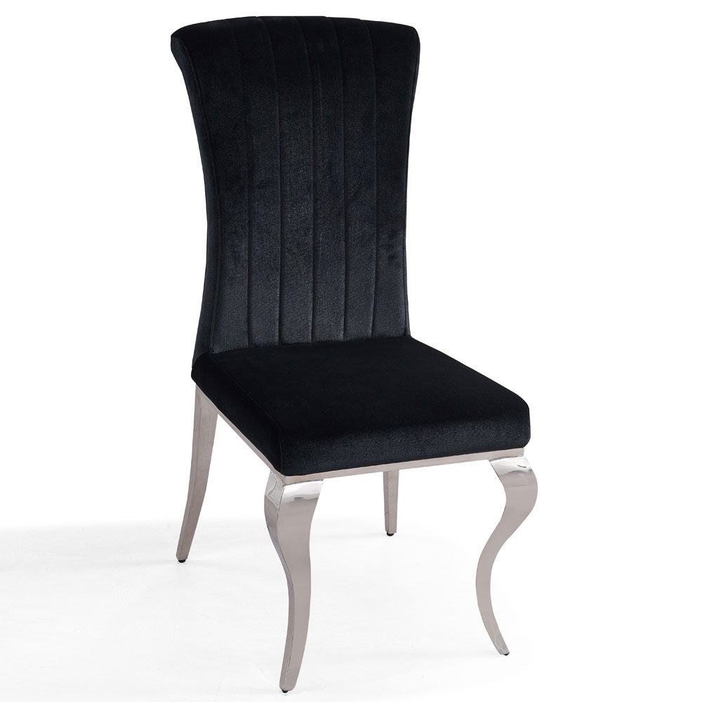 Louis Black Velvet Fabric Dining Chair
