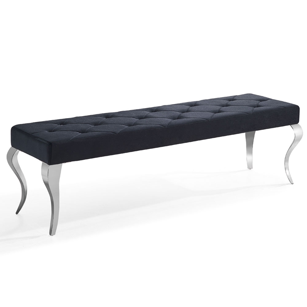 Louis Black Velvet Fabric 170cm Dining Bench