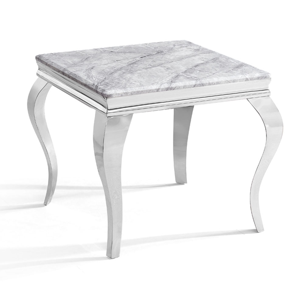Louis Grey Marble And Chrome Side Table