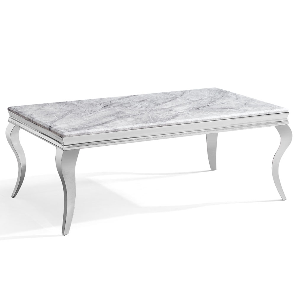 Louis Grey Marble And Chrome Coffee Table
