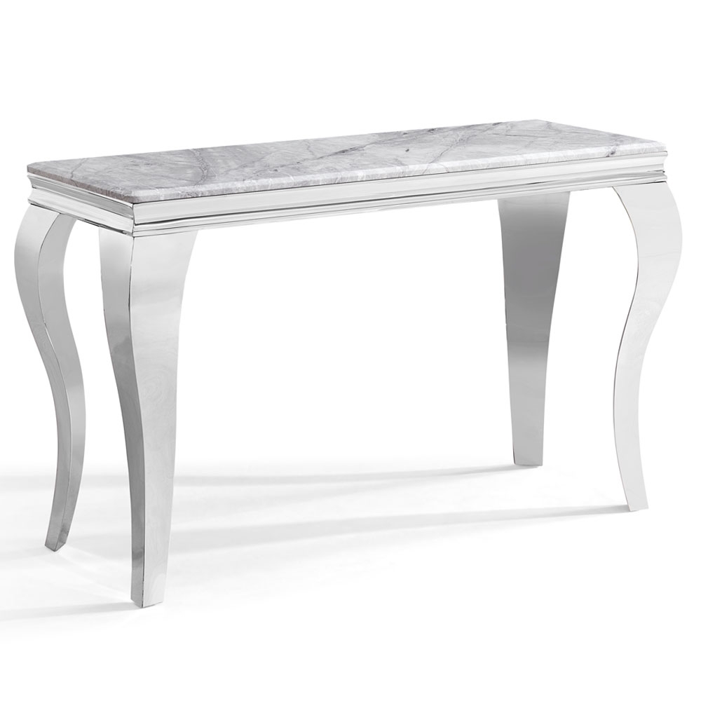 Louis Grey Marble And Chrome Console Table