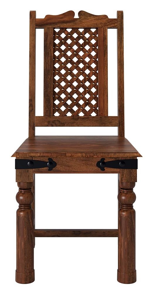 Maharani Sheesham Dining Chair Indian Wood Lattice Jali Design With 4 Turned Legs