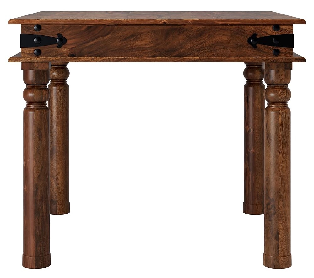 Maharani Sheesham Dining Table Indian Wood 90cm Seats 4 Diners Square Top With 4 Turned Legs