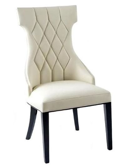 Mimi Cream Dining Chair Leather Faux Pu With Black Wooden Legs