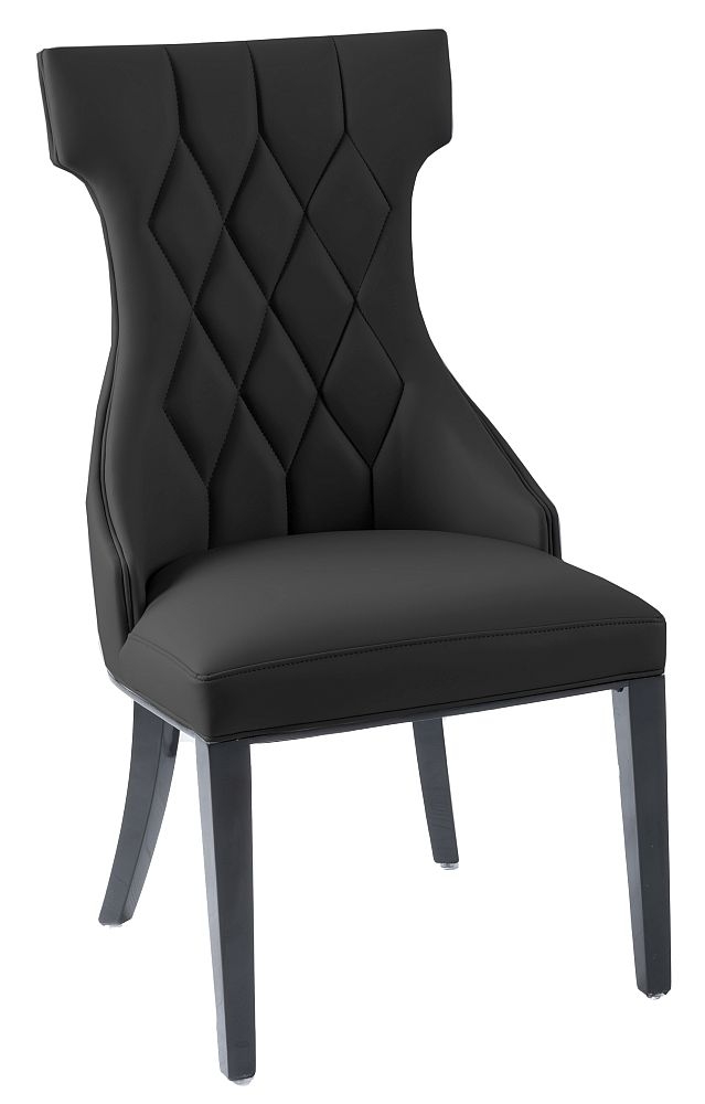 Mimi Black Dining Chair Leather Faux Pu With Black Wooden Legs